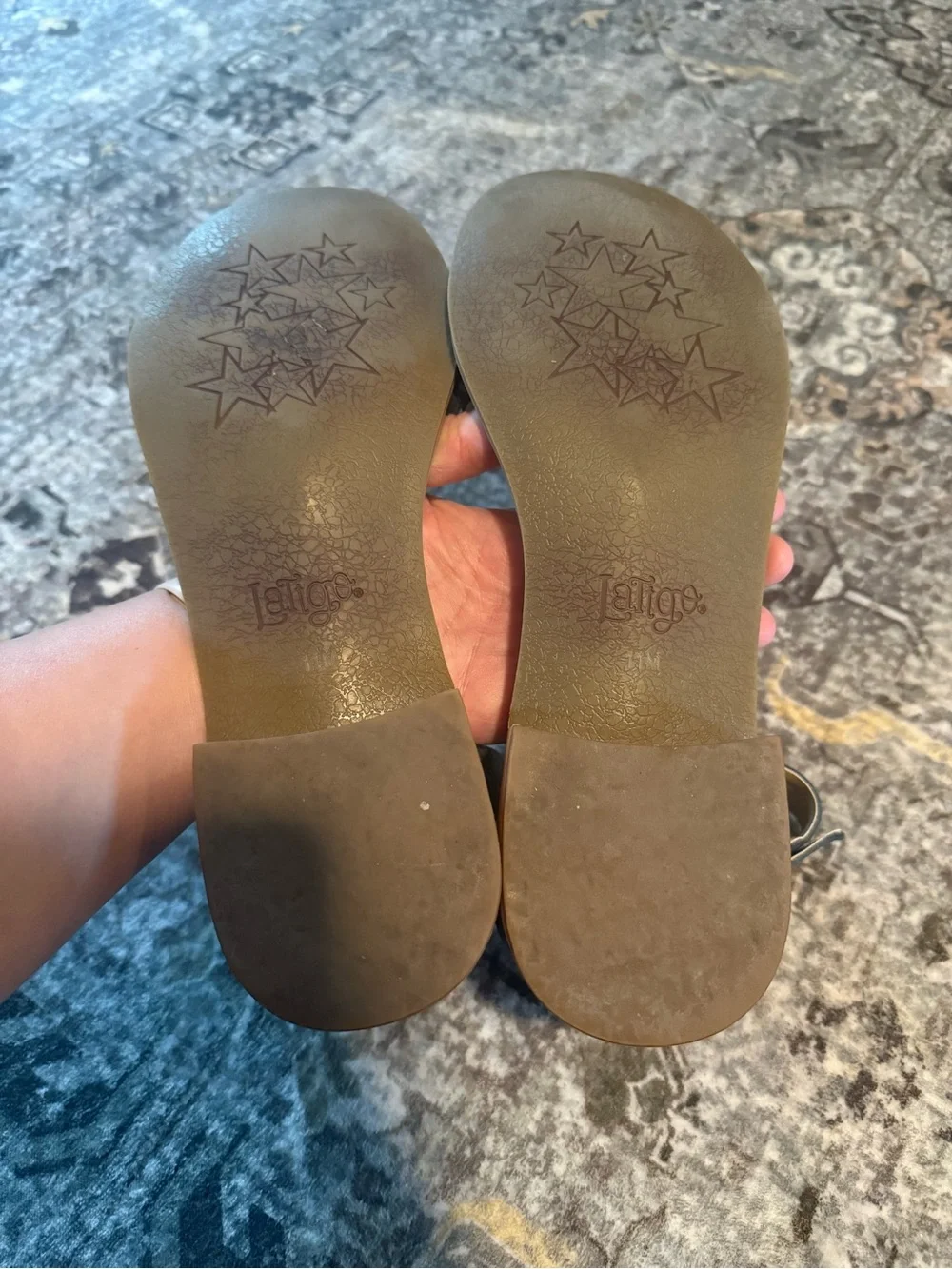 👡 Latigo Women’s Floral Embroidered Sandals in Denim Blue Leather Size 11